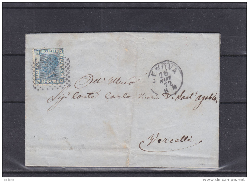 Italie - Lettre De 1872 - Oblitération Genova - Expédié Vers Vercelli ? - Poststempel