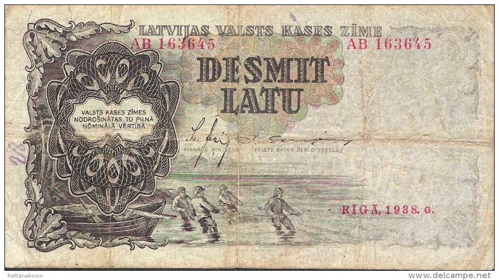 LATVIA LETTONIE  P29b  10  LATU   1938   FINE - Latvia