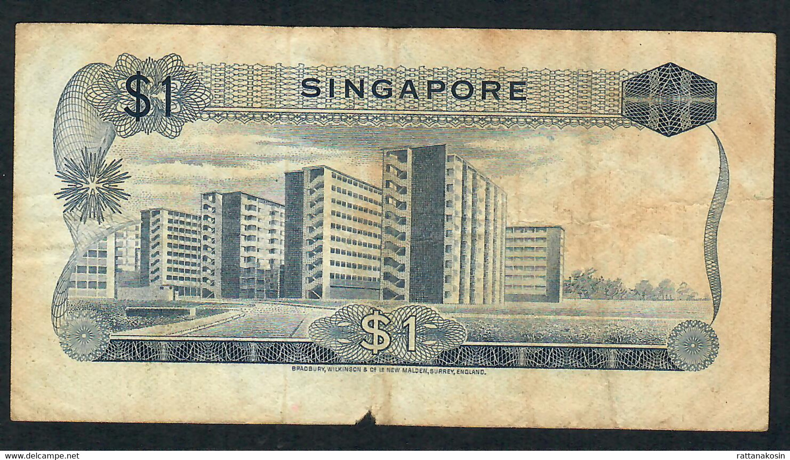SINGAPORE  P1a 1 DOLLAR 1967 Signature 1    VG/F - Singapur