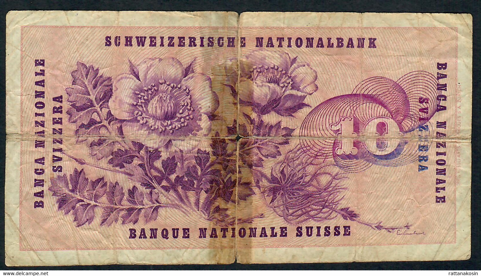 SWITZERLAND P45n  10  FRANCS 15.1.1969  VG - Switzerland