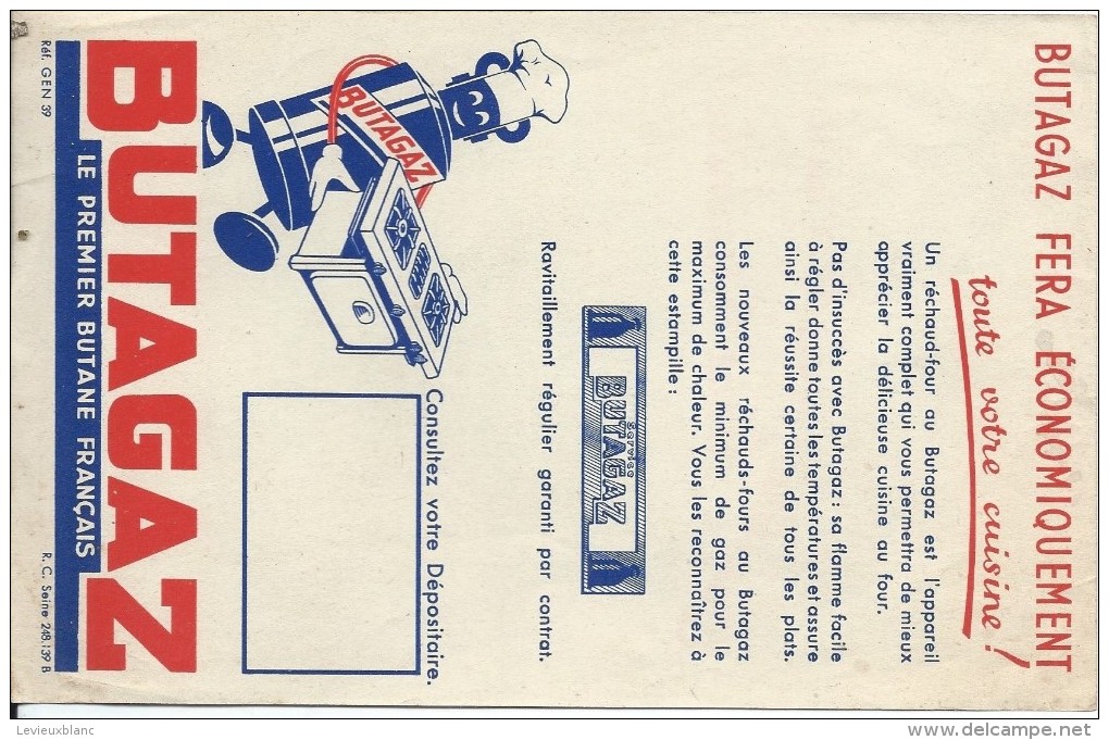 Papillon Publicitaire/ Butagaz Fera économiquement Toute Votre Cuisine/Le Premier Butane Français/Vers 1960   GEF58 - Elektriciteit En Gas