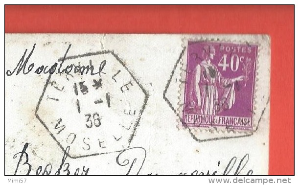 Sur C.P.A. Cachet Postal De TERVILLE Du 1/1 /1936 - Oblitérations Mécaniques (Autres)