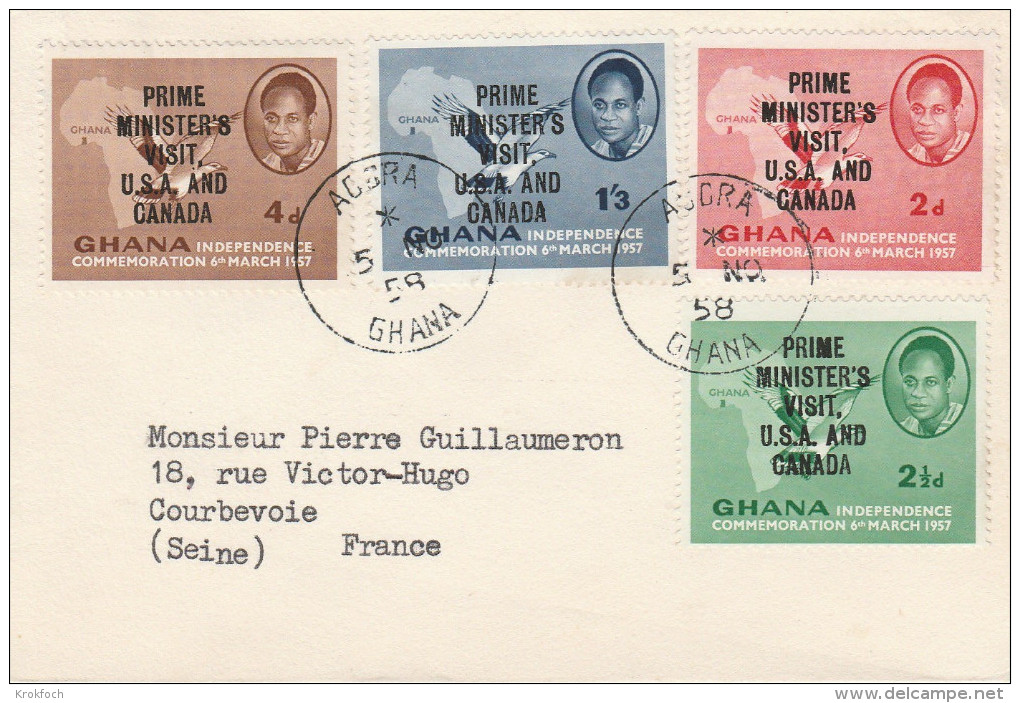 Accra Ghana 1958 - Prime Minister's Visit USA & Canada -  Lettre Brief Cover - Ghana (1957-...)