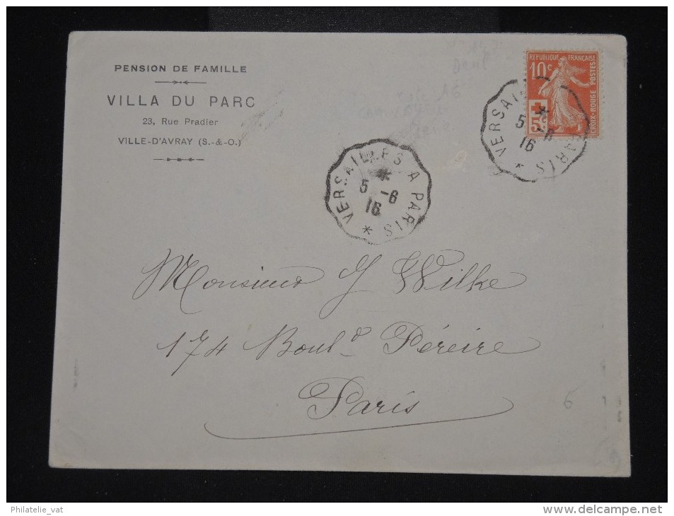 FRANCE - N° Yvert 147 Seul Sur Enveloppe De Ville D'Avray Pour Paris En 1916 - Ob. Ambulant - A Voir - Lot P10345 - 1877-1920: Période Semi Moderne