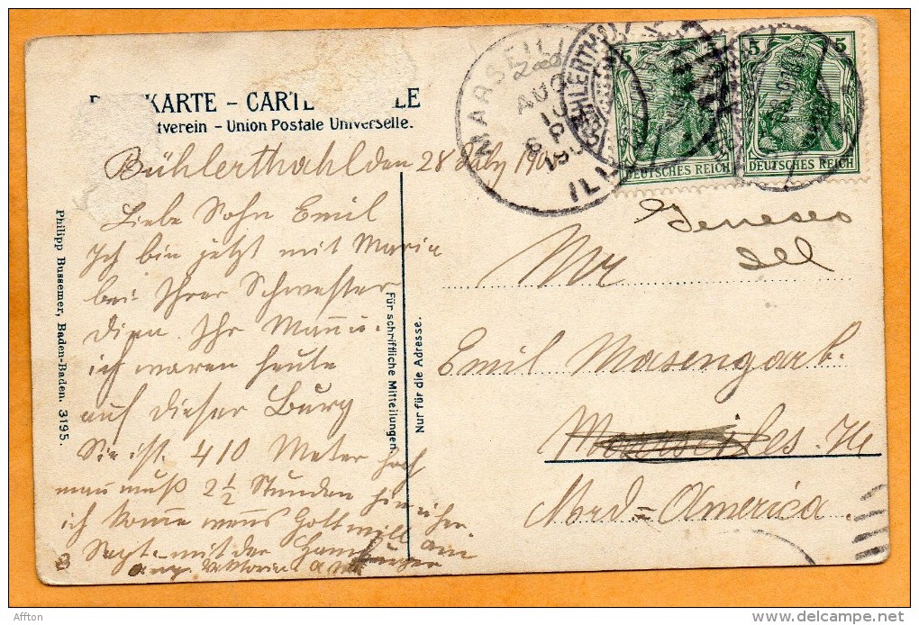 Alt Windeck Bei Buhl 1908 Postcard - Bühl