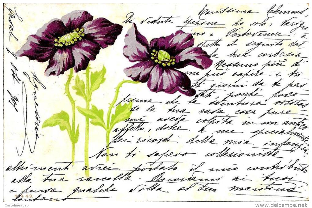 [DC4977] CARTOLINA - FIORI VIOLA - Viaggiata 1901 - Old Postcard - Fiori