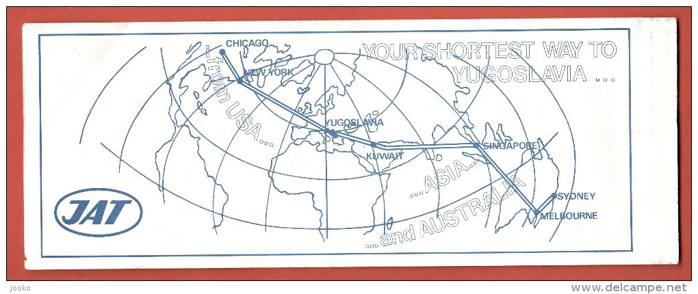 JAT ( Yugoslav Airlines ) Vintage Ticket Flight BRUXELLES (Brussels Belgium) : ZAGREB : SPLIIT * Billet Biglieto Billete - Billetes