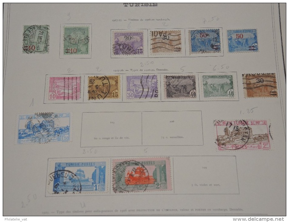 FRANCE - TUNISIE - Collection sur feuilles oblitérées - A voir absolument - Trés propre - Lot n° 9665