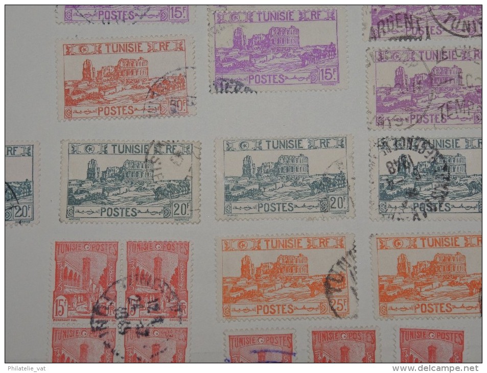 FRANCE - TUNISIE - Collection sur feuilles oblitérées - A voir absolument - Trés propre - Lot n° 9665