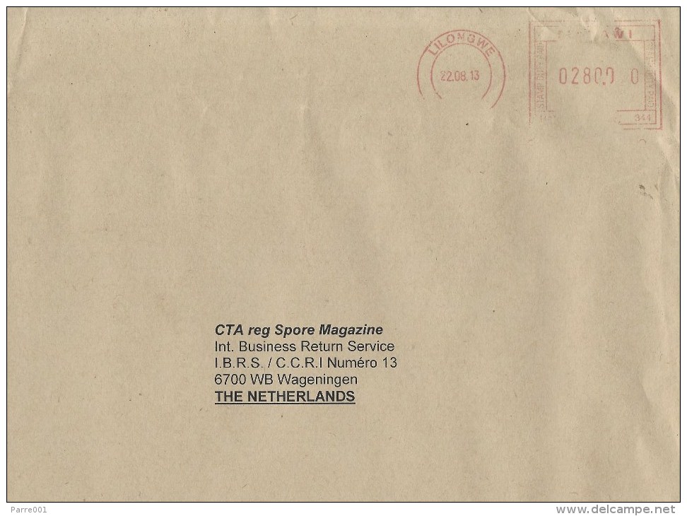 Malawi 2013 Lilongwe Unrecorded Hasler Type Meter Franking HS 344 Cover - Malawi (1964-...)