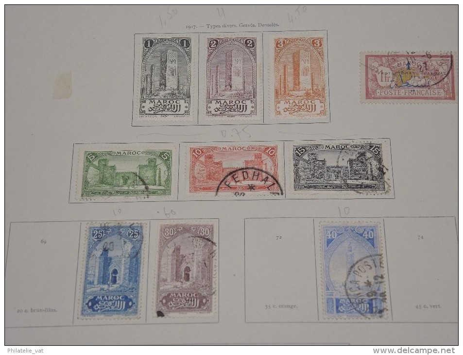 FRANCE - MAROC - Collection sur feuilles oblitérées - A voir absolument - Trés propre - Lot n° 9666