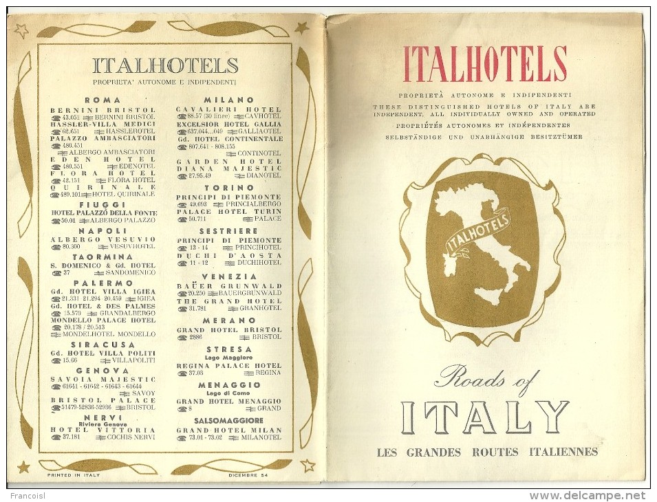 Roads Of Italy-Les Grandes Routes Italiennes. Italhotels. - Cartes Routières