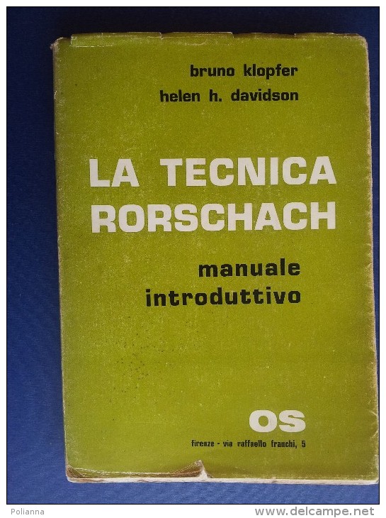 M#0J18 Klopfer-Davidson LA TECNICA RORSCHACH Os Editore 1971 - Medicina, Psicología