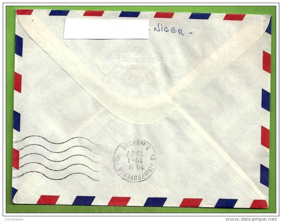 Enveloppe Marcophilie Lettre Voyagée REPUBLIQUE DU NIGER Cachet 14.1.1987 AGADEZ AGADES Oiseau Bétail - Niger (1960-...)