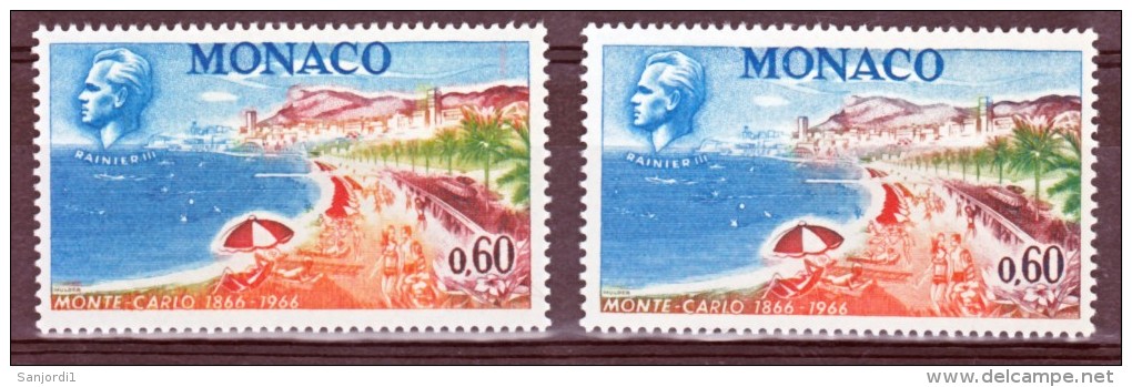 Monaco  694 Variété Montagne Carmin Et Violette Très Pale Bord De Mer  Neuf ** TB  MNH Con Charnela - Variétés