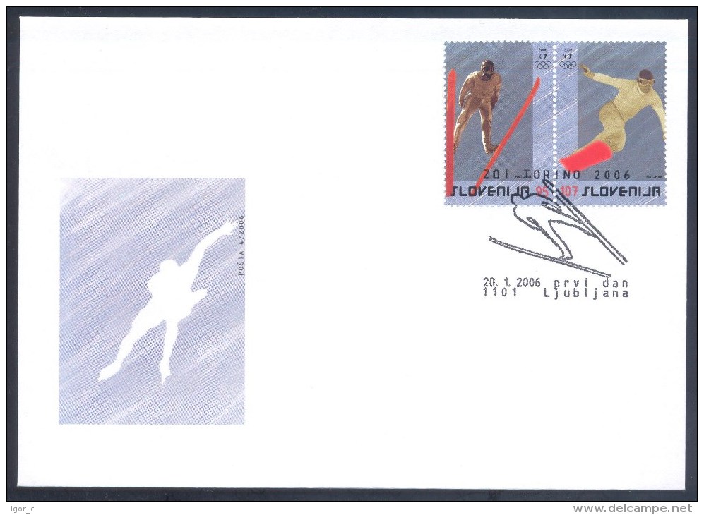 Slowenien Slovenia 2006 FDC Cover: Winter Olympic Games Torino: Ski Jumping; Snowboard; Speed Skating - Invierno 2006: Turín - Paralympic