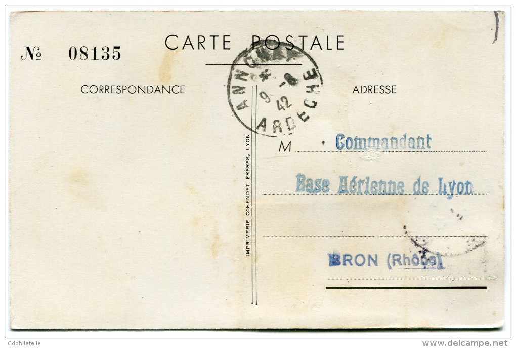 FRANCE CARTE POSTALE N°08135 DES CHAMPIONNATS D'ATHLETISME DE L'ARMEE DE L'AIR.....LYON LE 9 AOUT 1942 - Athlétisme