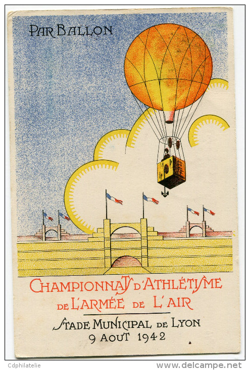 FRANCE CARTE POSTALE N°08206 DES CHAMPIONNATS D'ATHLETISME DE L'ARMEE DE L'AIR.....LYON LE 9 AOUT 1942 - Athlétisme