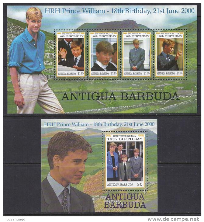 FAMILIAS REALES - ANTIGUA 2000 - Yvert #2685/88+H447 - MNH ** - Familias Reales