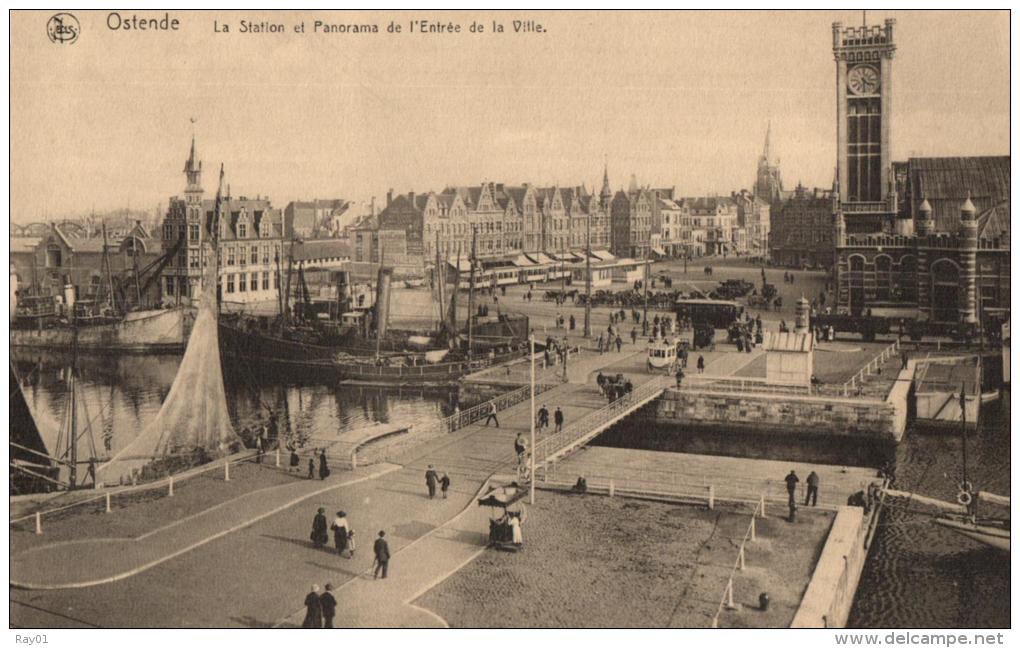 BELGIQUE - FLANDRE OCCIDENTALE - OSTENDE - La Station Et Panorama De L'Entrée De La Ville. - Oostende