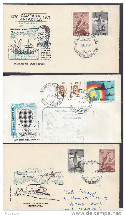 ARGENTINE - 1970 - LOT DE 16 ENVELOPPES - CAMPAGNE ANTARTIQUE - BASES - - Colecciones & Series