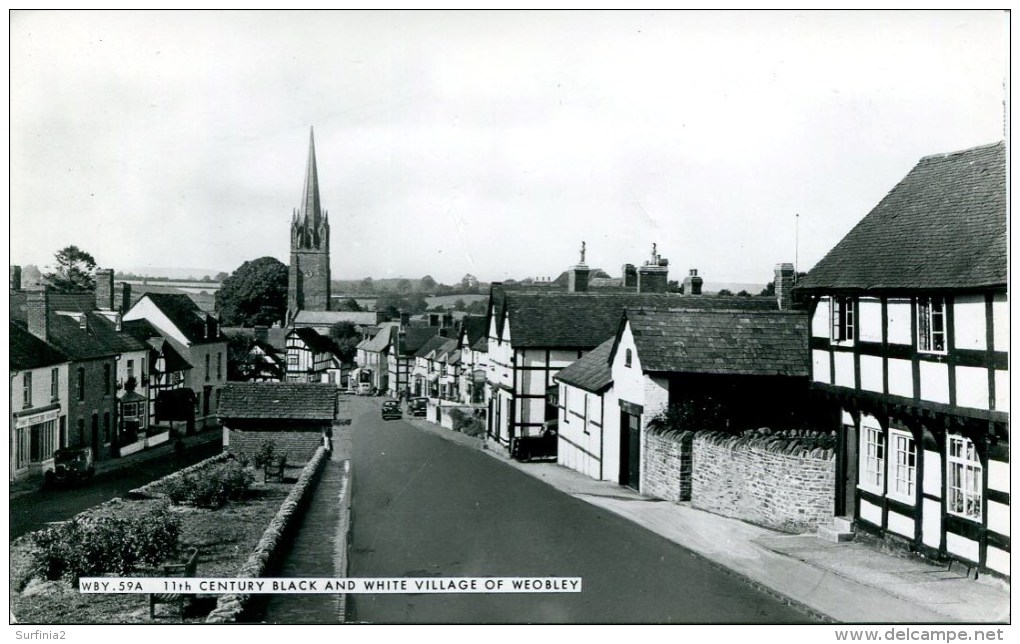 HEREFORDSHIRE - WEOBLEY - 11th CENTURY BLACK AND WHITE VILLAGE RP He153 - Herefordshire