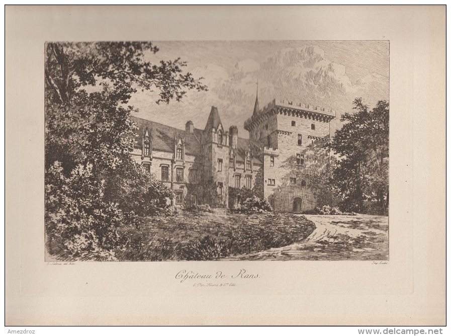 Gravure 1890 Eaux Forte Originale D´epoca Jura, Château De Rans (JB) - Prints & Engravings