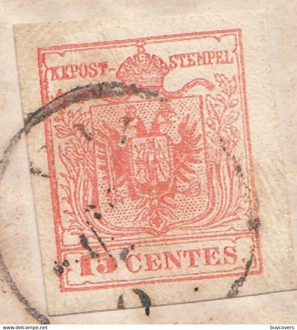 LV217 - LOMBARDO VENETO- Lettera Del  20 Luglio 1857 Da Valdagno A Malo Con 15 Cent .rosso 3° Tipo Leggi ... - Lombardo-Vénétie