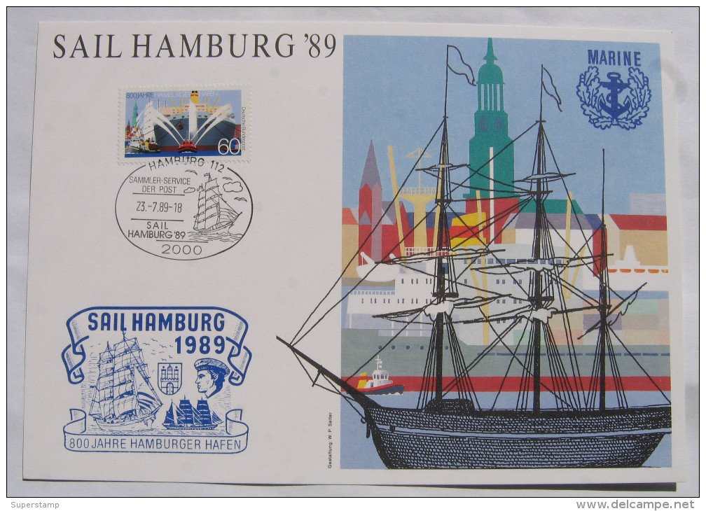 1989 GERMANY CARDS Sail Hamburg ´89 - 23.7. 1989 - 800 Jahre Hamburger Hafen - Ship - Marine - Ships