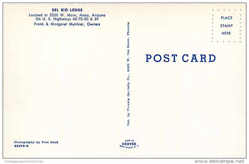 244365-Arizona, Mesa, Del Rio Lodge, 50s Car, Dexter Press No 22275-B - Mesa