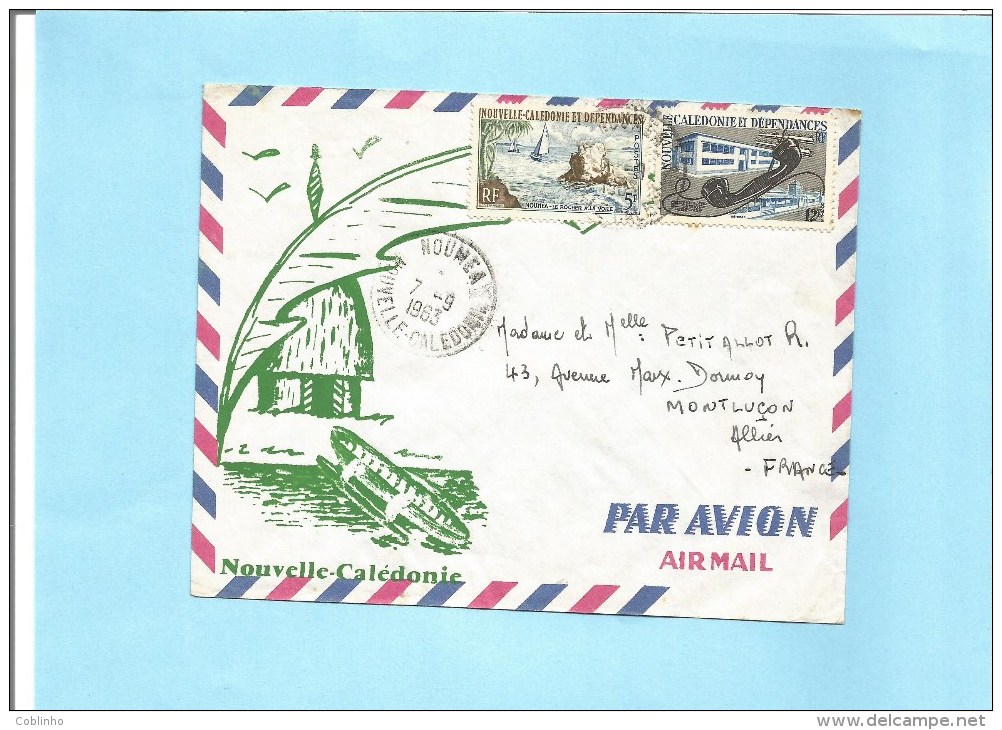 NOUVELLE CALEDONIE (New Caledonia) - Lettre De 1963  Pour Montluçon, Cad De Nouméa, YT 298 Et 304 - Covers & Documents