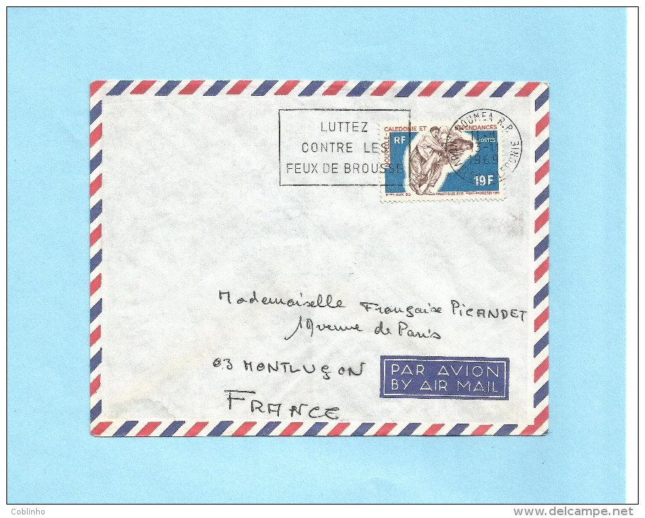 NOUVELLE CALEDONIE (New Caledonia) - Lettre De 1969 , Flamme "Luttez Contre Les Feux De Brousse", YT 361 - Cartas & Documentos