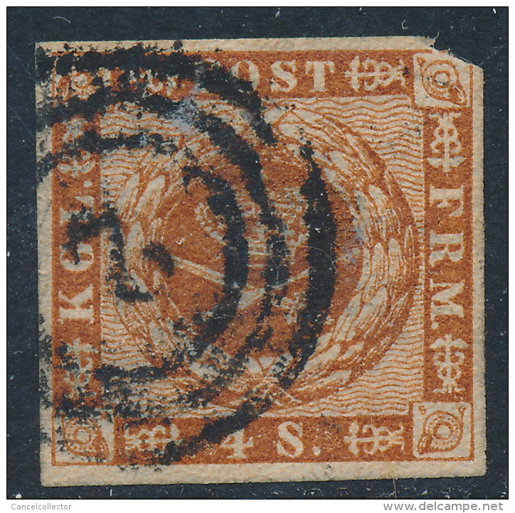 Denmark Danemark Danmark 1862: 4sk Brown Imperf Wmk II, Fair Used (DCDK00252) - Used Stamps