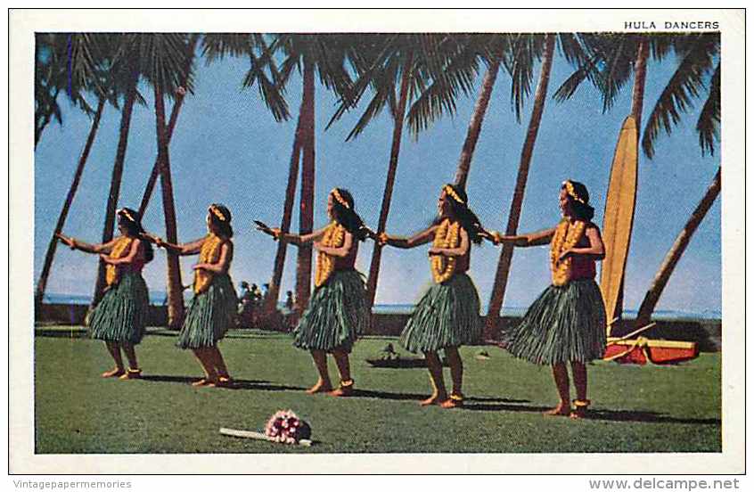 244443-Hawaii, Honolulu, Hawaiian Hula Dancers, American Colortype - Honolulu