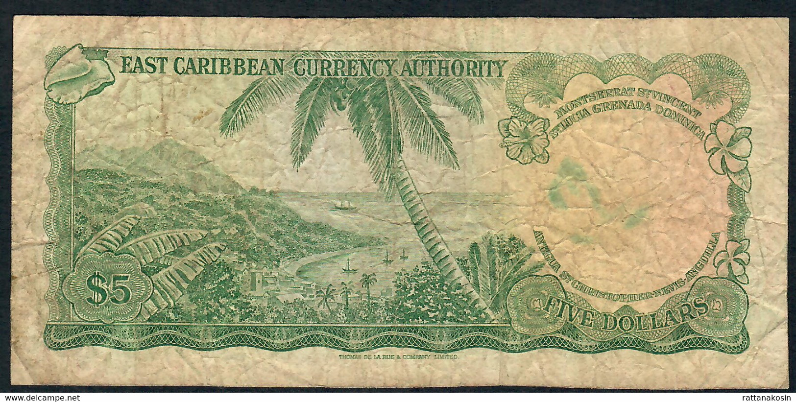 E.C.S. EAST CARIBBEAN STATES  P14h  5  DOLLARS  1965 #D17  Signature 10 FINE NO P.h. ! - Oostelijke Caraïben