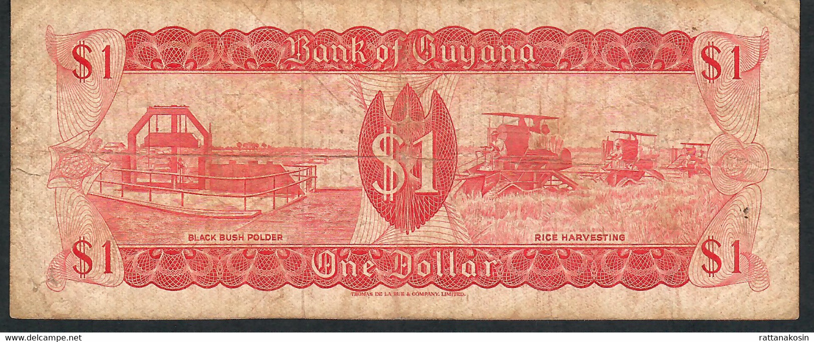 GUYANA  P21e  1  DOLLAR  1966  Signature 5 FINE - Guyana