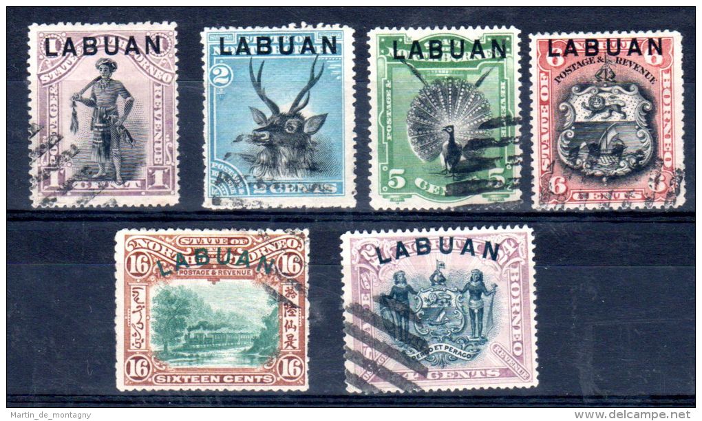 Labuan Surchargé Sur TP's De Nord-Borneo, Oblitéré, Selon Scan, Lot 43914 - North Borneo (...-1963)