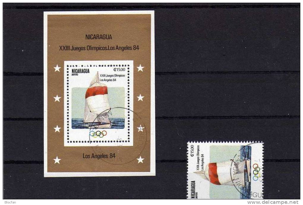 Sommer Olympia Angeles 1984 Segeln Nikaragua 2353+Block 147 O 3€ Olympic Segel-Sport Hoja Hb Bloc M/s Sheet Bf Nicaragua - Nicaragua