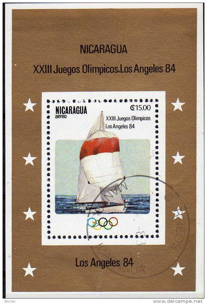 Sommer Olympia Angeles 1984 Segeln Nikaragua 2353+Block 147 O 3€ Olympic Segel-Sport Hoja Hb Bloc M/s Sheet Bf Nicaragua - Nicaragua