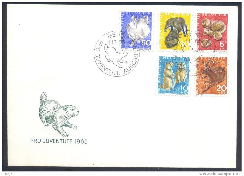 Switzerland Suisse 1965 Cover: Rodents: Alpenmurmeltiere (Marmota Marmota), Igel, Hirsch; Dachse Schnehasse Rabbit, - Autres & Non Classés