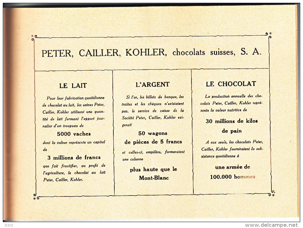 PETER,CAILLER,KOHLER . DEPLIANT PUBLICITAIRE SUR LE CHOCOLAT - EXPO NATIONALE SUISSE BERNE 1914