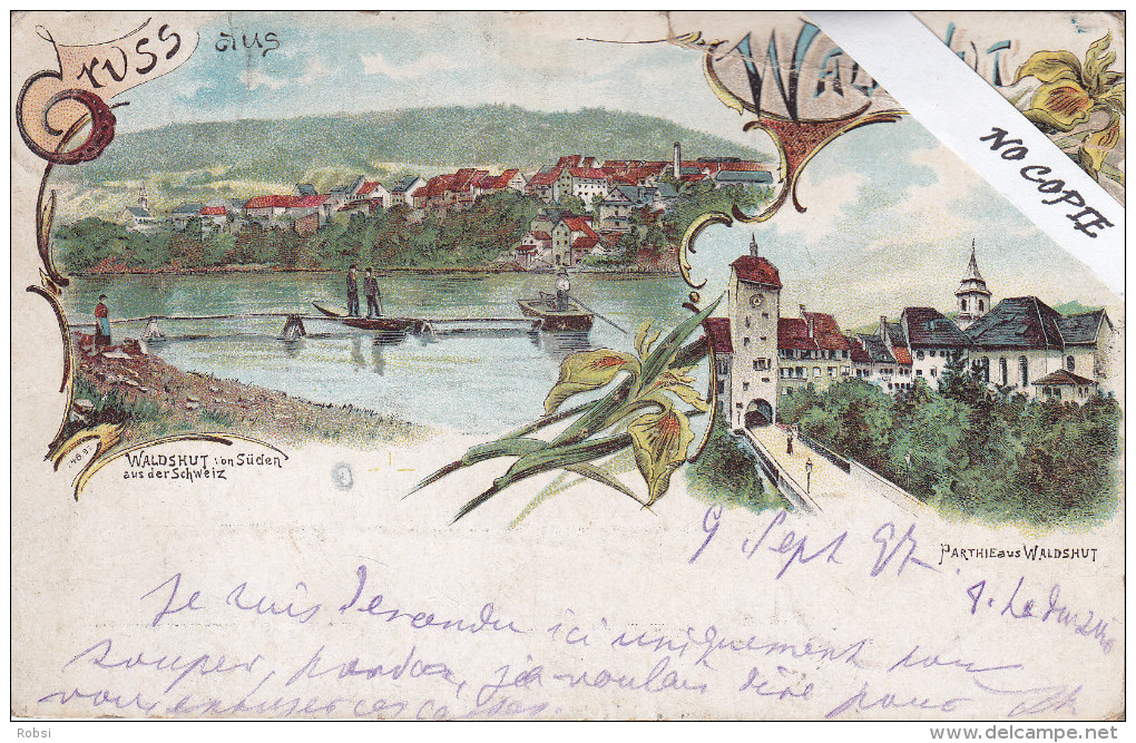 Baden Würtemberg,  Waldshut Tiengen,  Gruss Aus..., Litho, Cachet Zug, Carte Abimée - Waldshut-Tiengen