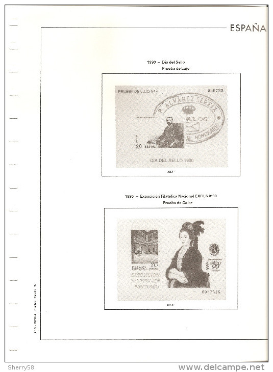 1990-HOJAS ÁLBUM EDIFIL (2) PRUEBAS OFICIALES AÑO 1990 ED. 20 Y 21 - VER FOTOS PARCIALES - Essais & Réimpressions