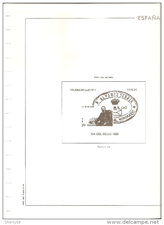 1990-HOJA ÁLBUM ANFIL PRUEBA OFICIAL AÑO 1990 ED. 20 - VER FOTO PARCIAL- - Essais & Réimpressions