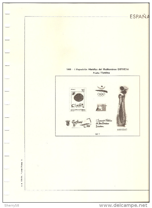 1990-HOJA ÁLBUM EDIFIL CREMA BORDE DORADO PRUEBA OFICIAL AÑO 1990 ED. 22 - VER FOTO PARCIAL - Ensayos & Reimpresiones