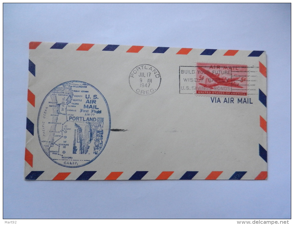 FIRST FLIGHT PORTLAND  OREGON  1947 - Enveloppes évenementielles