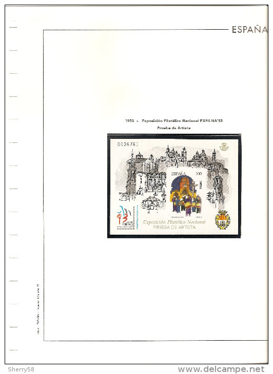 1993-HOJA ÁLBUM EDIFIL PRUEBA OFICIAL ED. 29 -MONTADA EN FILOESTUCHE NEGRO- INCLUYE PRUEBA VER FOTO PARCIAL - Ensayos & Reimpresiones