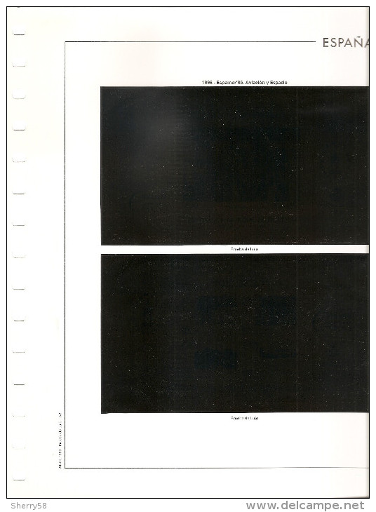 1996-HOJA ÁLBUM ANFIL PRUEBA OFICIAL ED. 58 Y 59 -MONTADAS EN FILOESTUCHES NEGROS- VER FOTO PARCIAL- - Ensayos & Reimpresiones