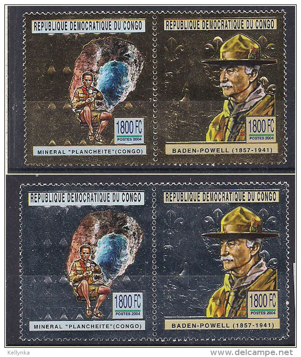 République Démocratique Du Congo - 2191/2192 + 2193/2194 - Baden Powell - Scouts - Minéraux - 2004 - MNH - Ongebruikt