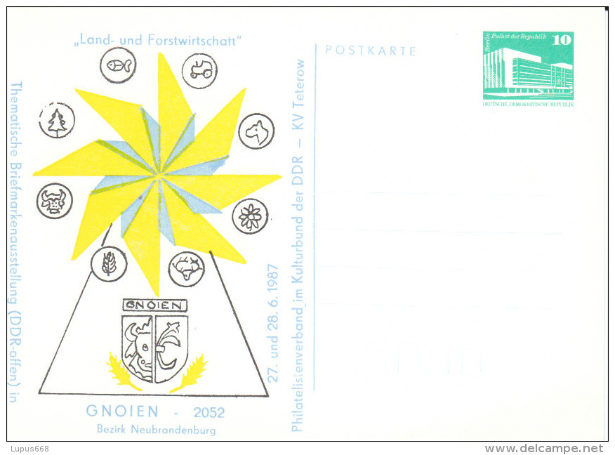 DDR 1987 Privatganzsache  Briefmarkenausstellung, Gnoien - Cartes Postales Privées - Neuves